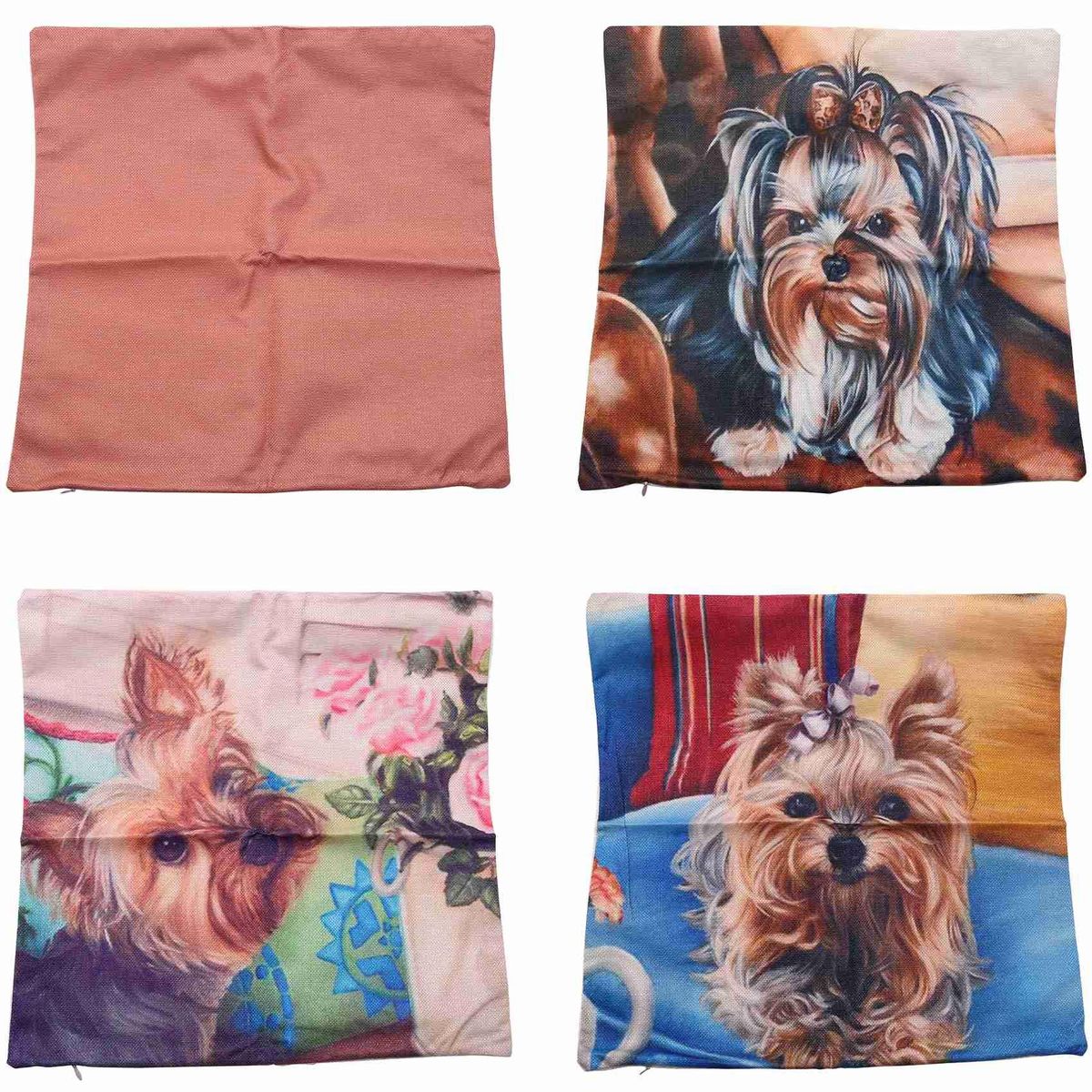 Pack Of 4 Linen + Pu Decorative Throw Pillow Covers Set 18 X
