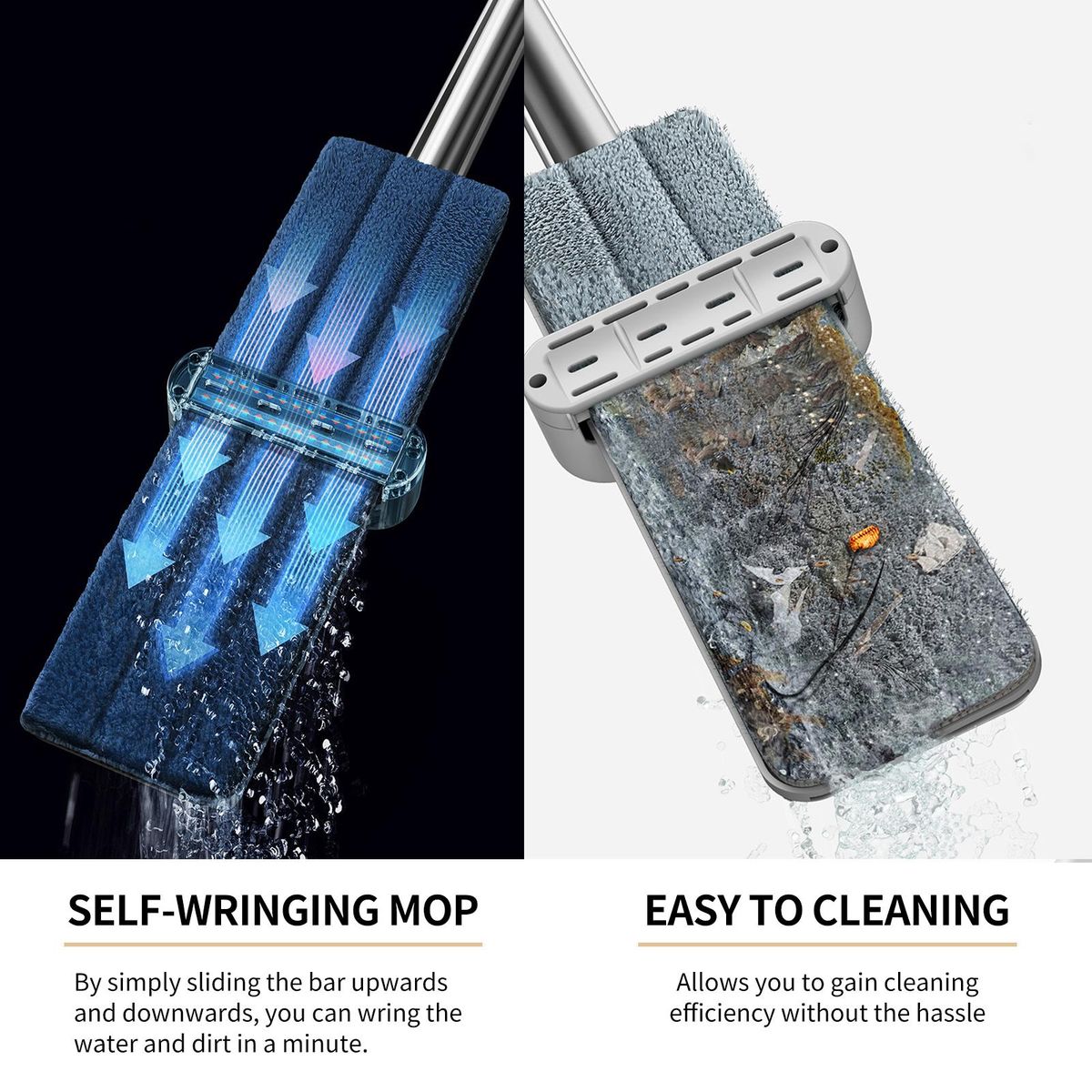 Microfiber Mop Floor Cleaning System Washable Pads Reusable Dust Mops with 4PCS Soft Refill Pads Hardwood Wood Floor Cleaner Mop 360 Rotate Dry Wet Mop