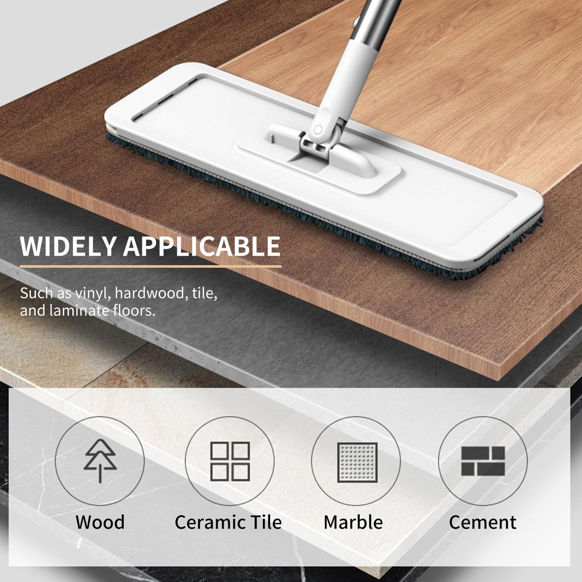 Microfiber Mop Floor Cleaning System Washable Pads Reusable Dust Mops with 4PCS Soft Refill Pads Hardwood Wood Floor Cleaner Mop 360 Rotate Dry Wet Mop