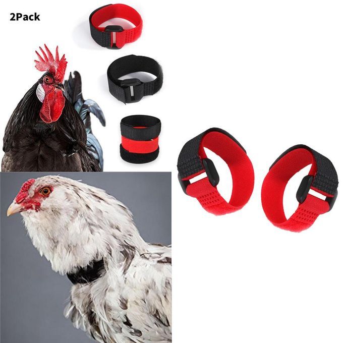 2pcs NoCrow Rooster Collar No Crow Noise Neck Belt For Roosters Red