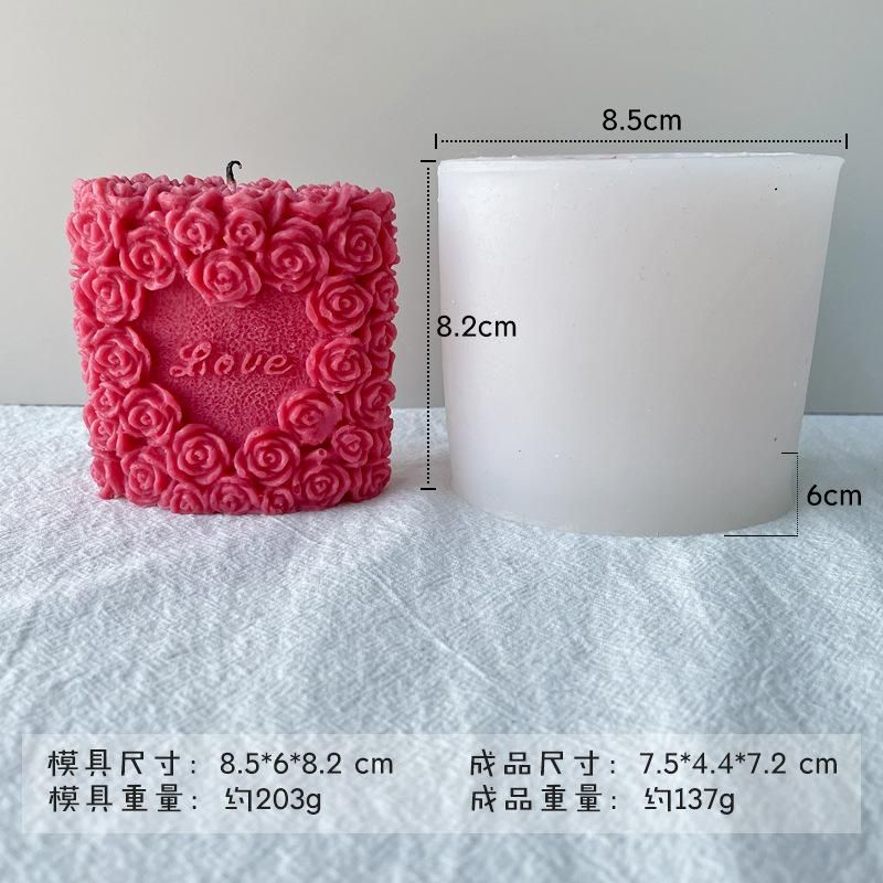 DIY Candle Silicone Mold Rose Heart Love Aromatherapy Candle Mould Silicone Mold Chocolate Candy Cake Decorating Mold