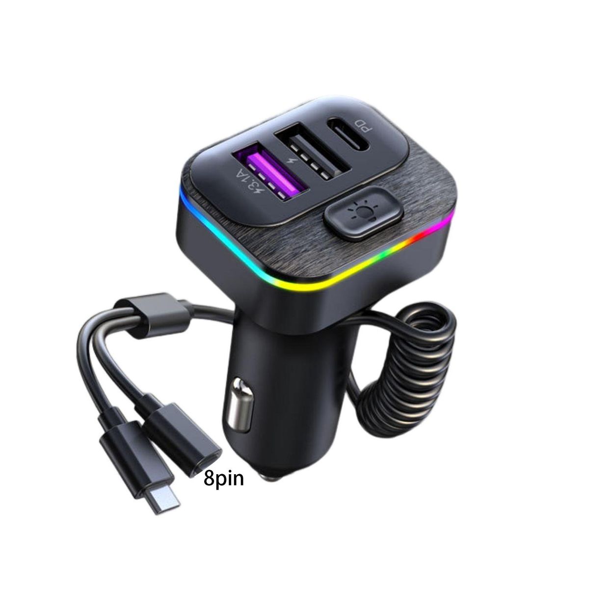 Car USB Charger Fast Car Charger with 5 Ports Black