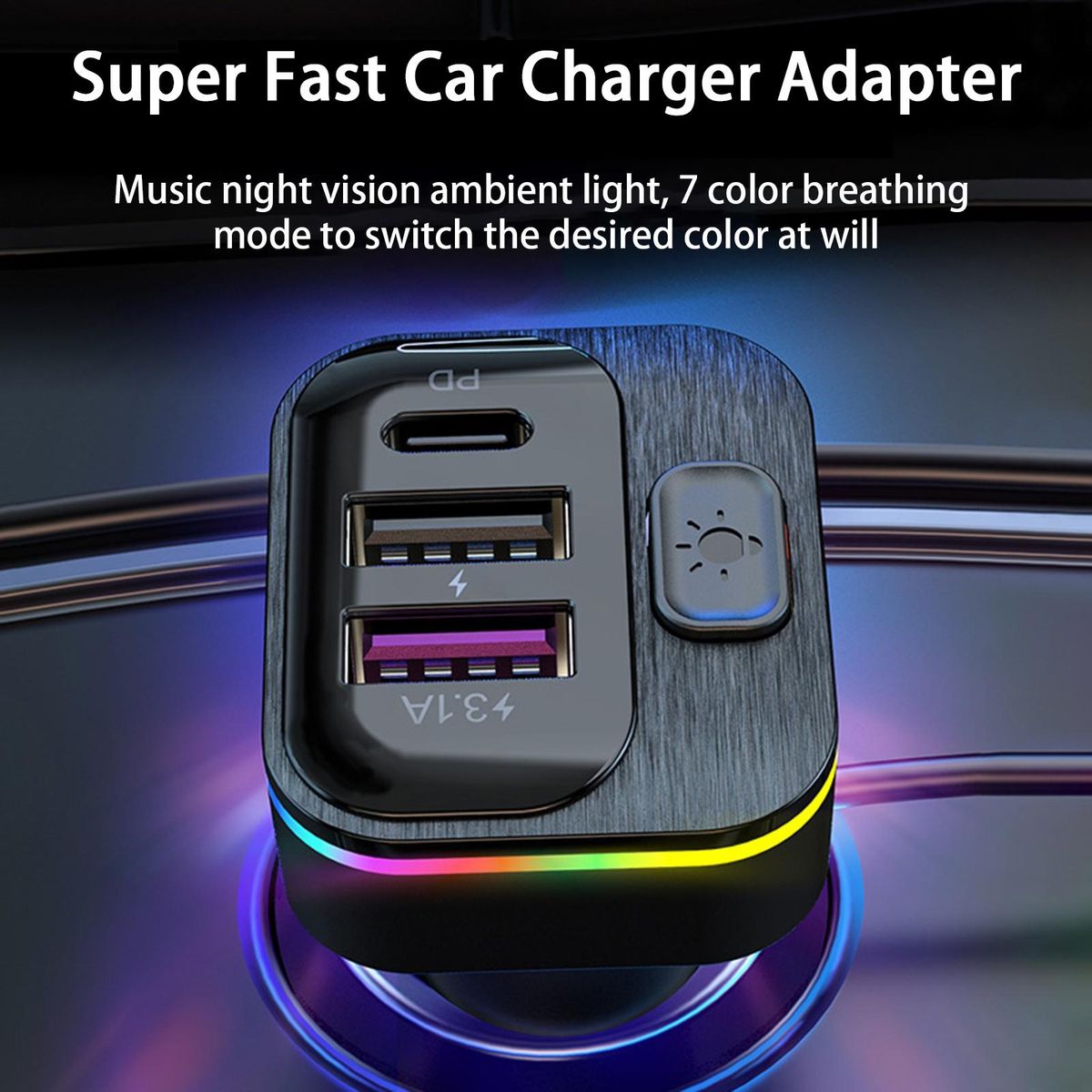 Car USB Charger Fast Car Charger with 5 Ports Black