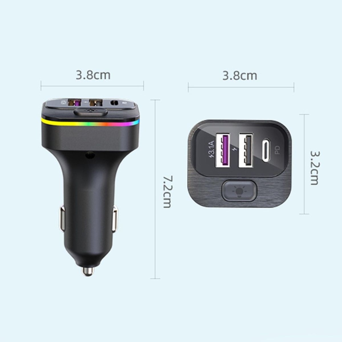 Car USB Charger Fast Car Charger with 5 Ports Black