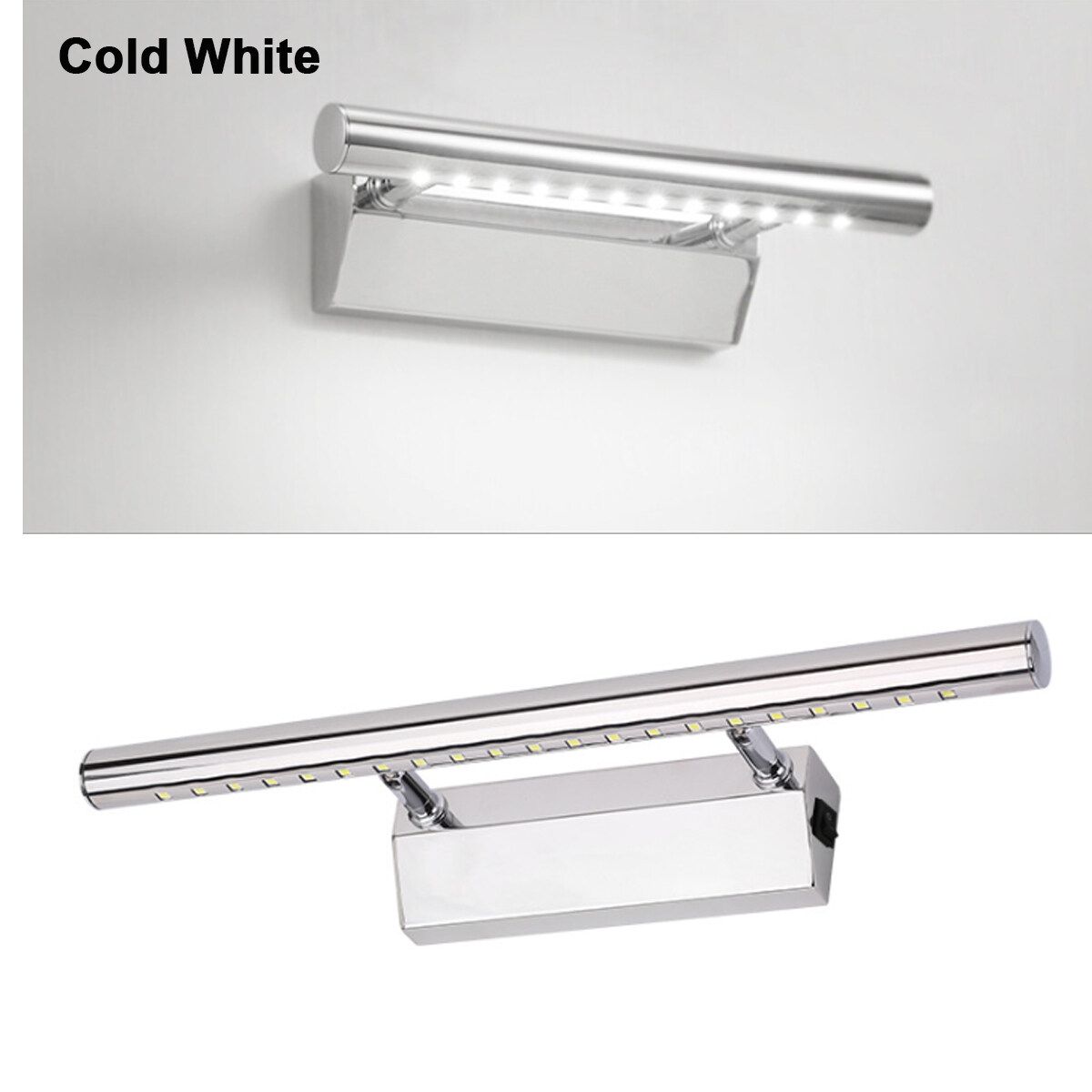 Silver Modern LED Light Mirror Wall Light Picture Display Lights Makeup Lighting Bathroom Front Lamp White Light