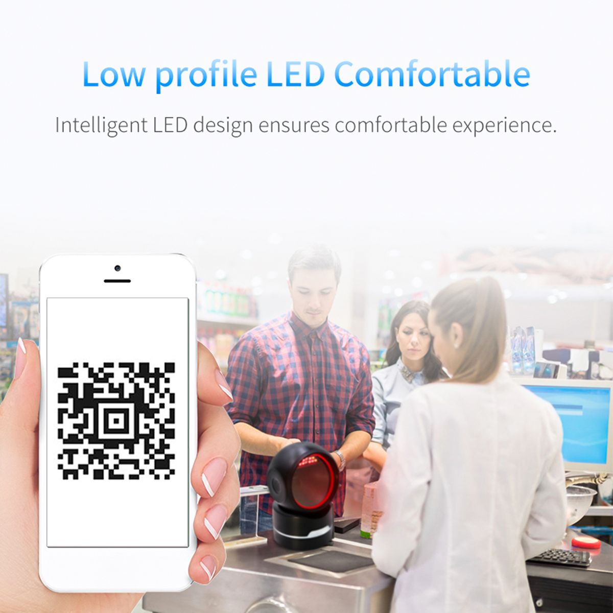 1D 2D QR Desktop Wired Barcode Scanner Platform