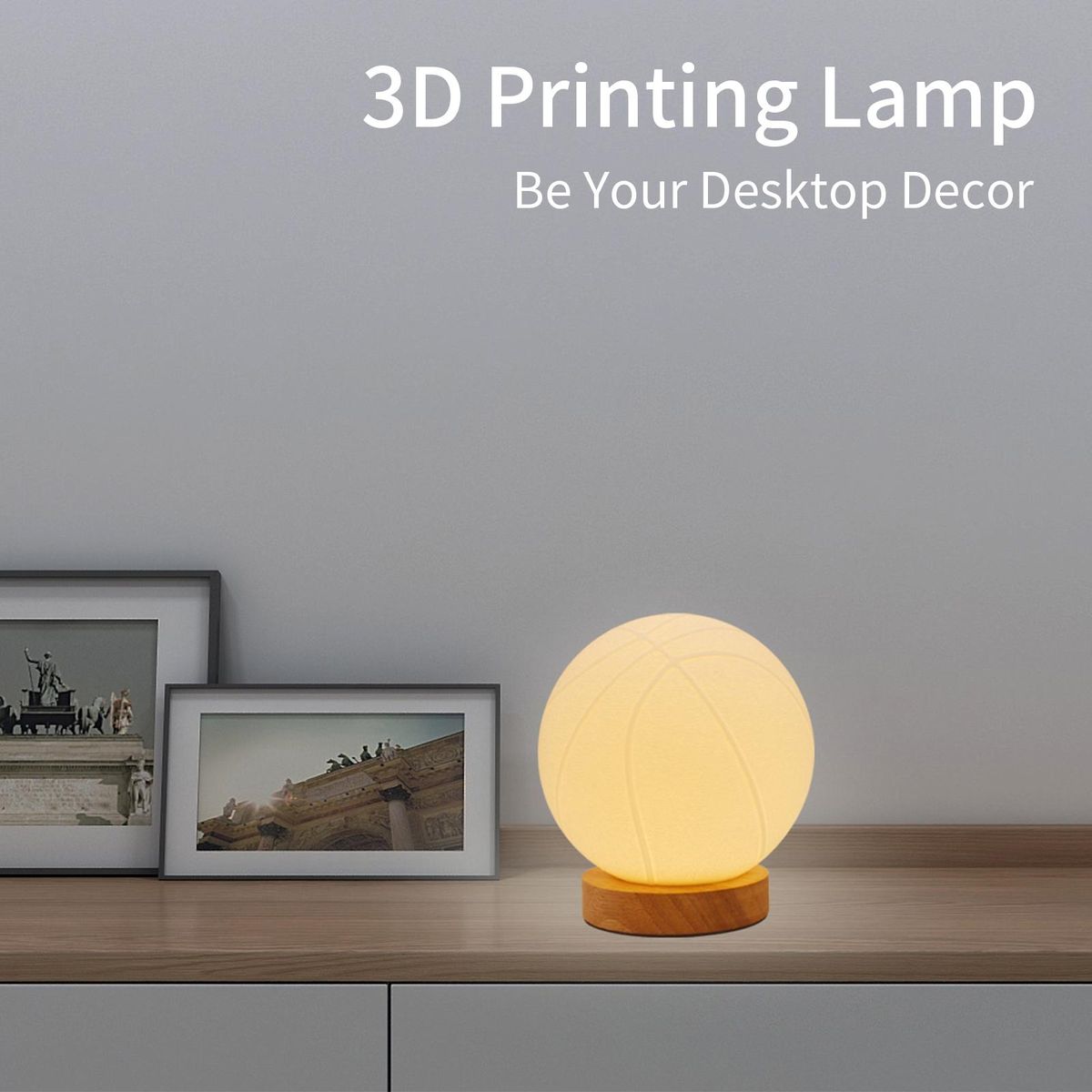 Night Light Desktop Decor Basketball Shape Night Lamp Table Lamp with Wood Base 16 Light Colors Remote Control USB Power Supply for Office Home Bedrooms Living Room Reading Studying Christmas Gift