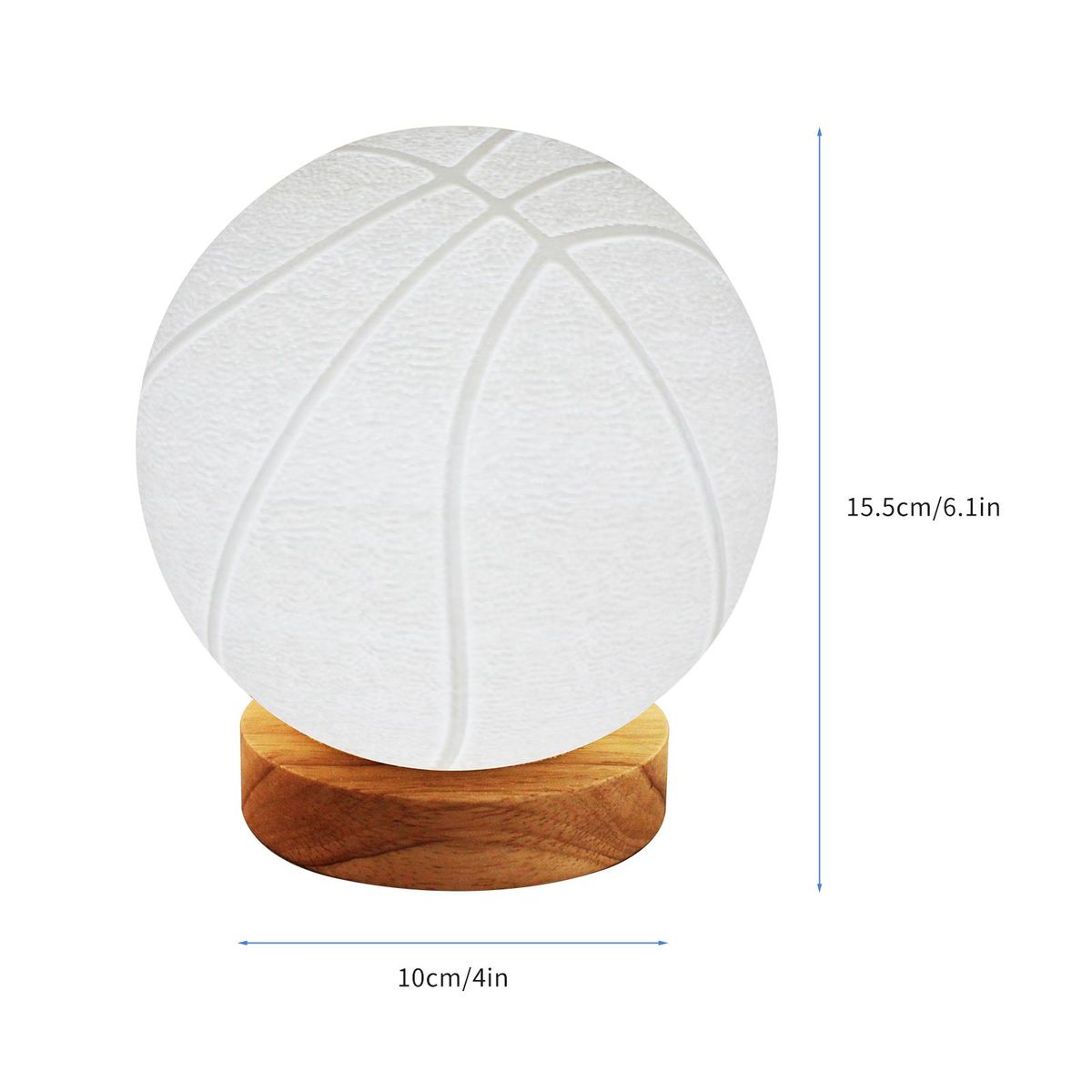 Night Light Desktop Decor Basketball Shape Night Lamp Table Lamp with Wood Base 16 Light Colors Remote Control USB Power Supply for Office Home Bedrooms Living Room Reading Studying Christmas Gift