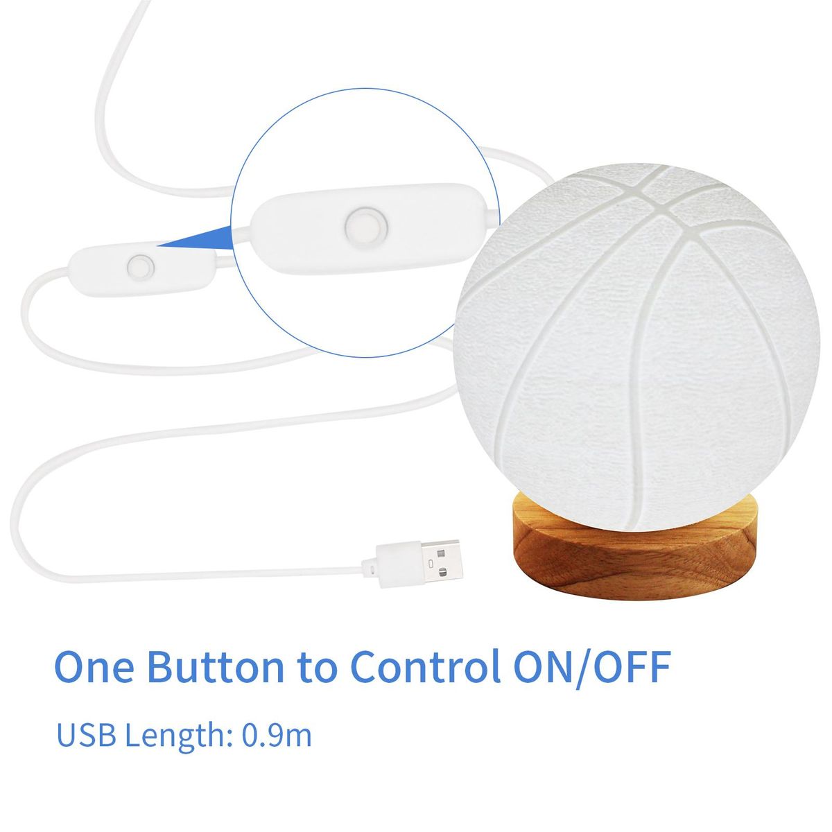 Night Light Desktop Decor Basketball Shape Night Lamp Table Lamp with Wood Base 16 Light Colors Remote Control USB Power Supply for Office Home Bedrooms Living Room Reading Studying Christmas Gift