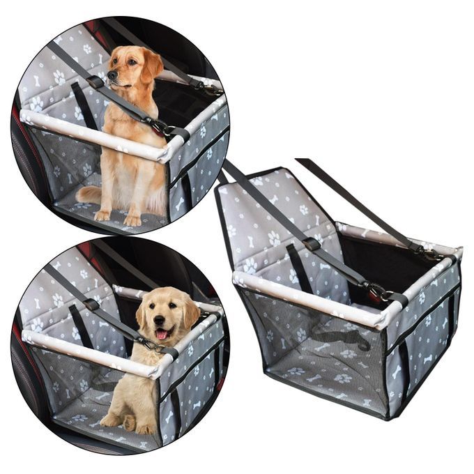 Car Folding Travel Cage Booster Carrier Bag Seat Puppy Gray Bone Print
