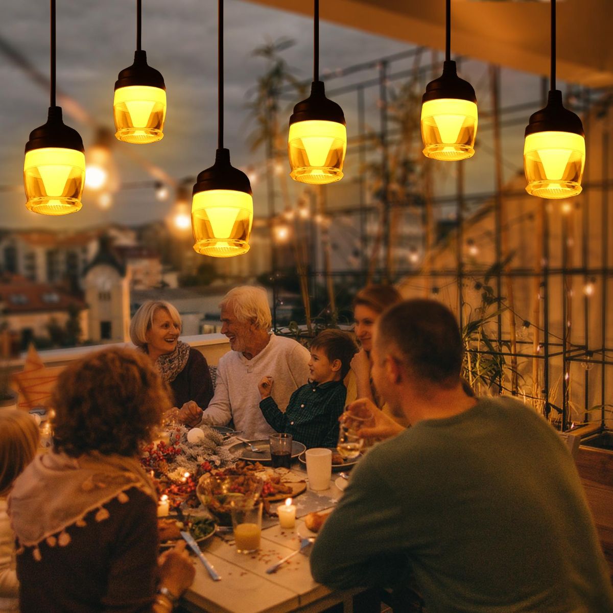 LEDs String Light with 12pcs Shatterproof Light Bulbs Transparent Lampshade 2700k Warm Lighting 8 Lighting Modes IP65 Water-resistant 38FT Hang-ing Light for Patio Cafe Garden Halloween/Xmas Decor