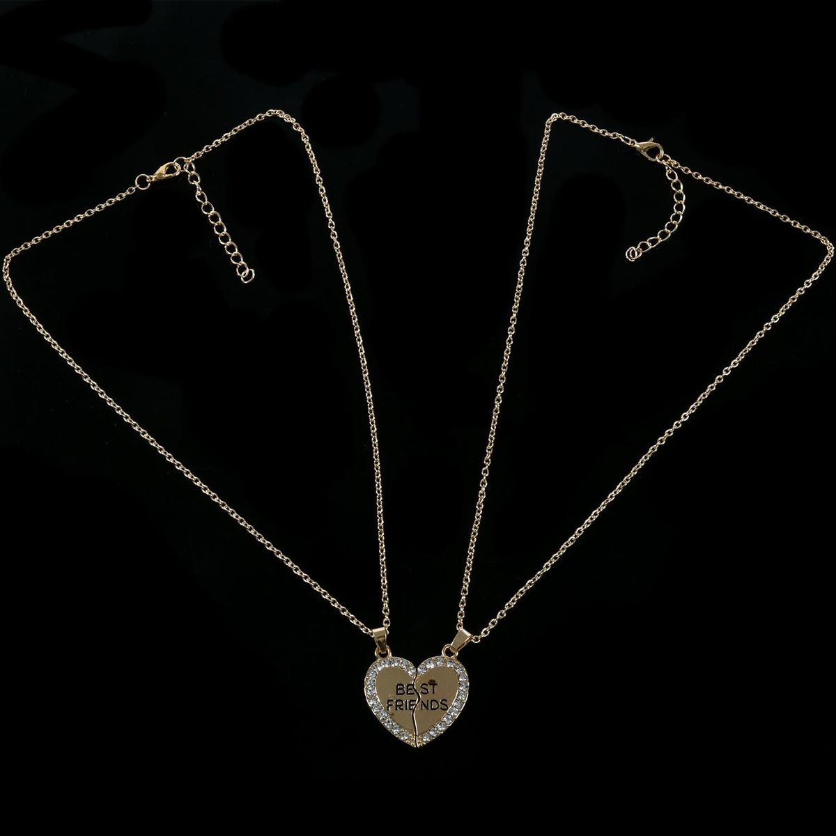 Fashion Heart Rhine "Best Friends" Letters Two Parts