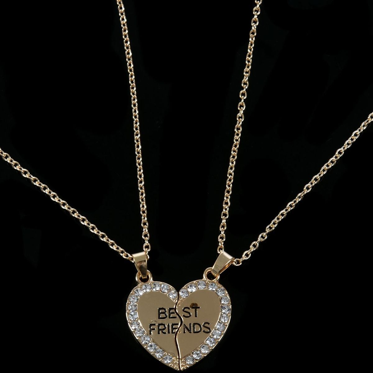 Fashion Heart Rhine "Best Friends" Letters Two Parts