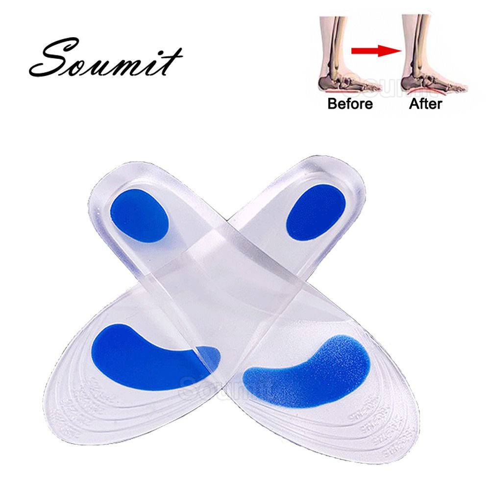 Silicone Orthotic Insole For Man Women Flat Feet Arch Support Orthopedic Shoes Pad Massaging Shock Absorption Insert Cushion