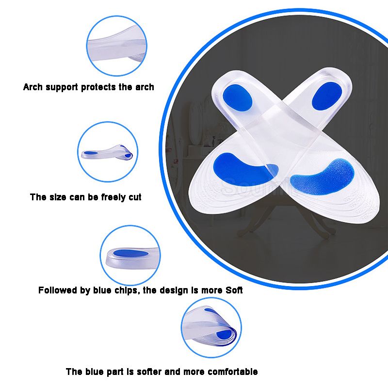 Silicone Orthotic Insole For Man Women Flat Feet Arch Support Orthopedic Shoes Pad Massaging Shock Absorption Insert Cushion