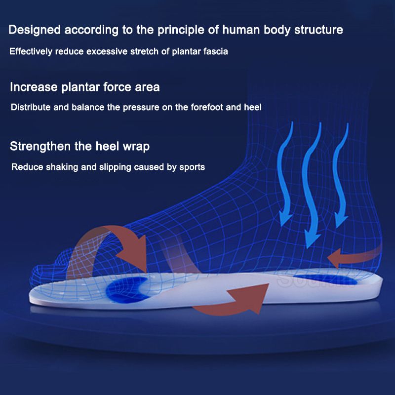 Silicone Orthotic Insole For Man Women Flat Feet Arch Support Orthopedic Shoes Pad Massaging Shock Absorption Insert Cushion