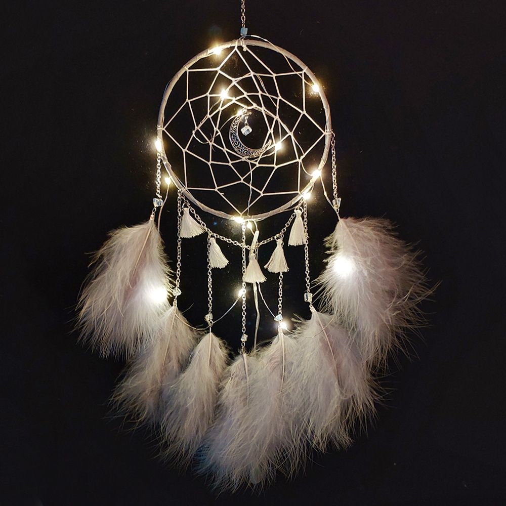 DIY Handmade Decorative Dream Catcher Wall Hanging Dreamcatcher Feather Crafts Kids Stuff Wall Room Decor(white )