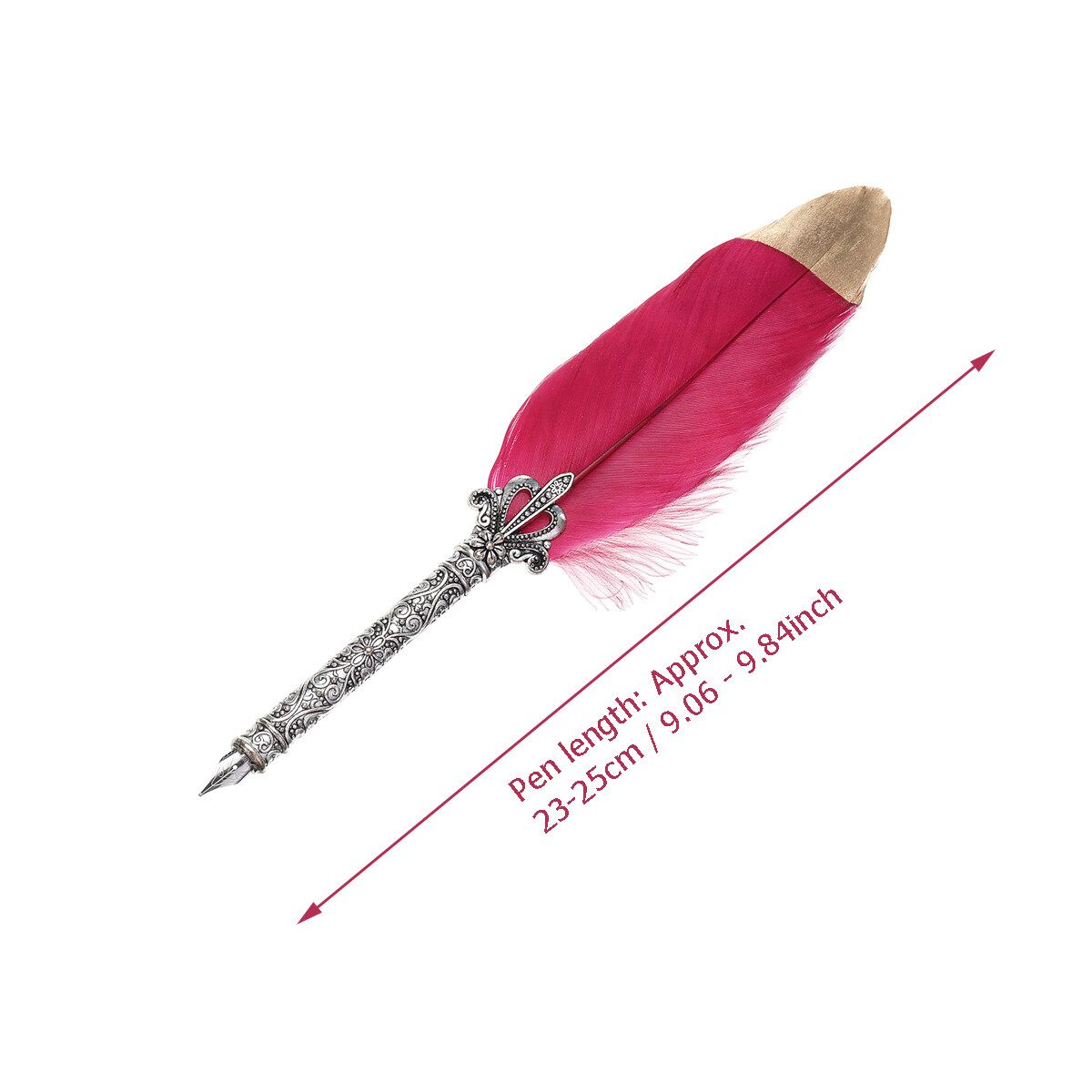 9 Pcs Vintage Feather Dip Pen Writing Ink Set With Ink Holder Stationery Luxury Calligraphy Fountain Gift Box Red