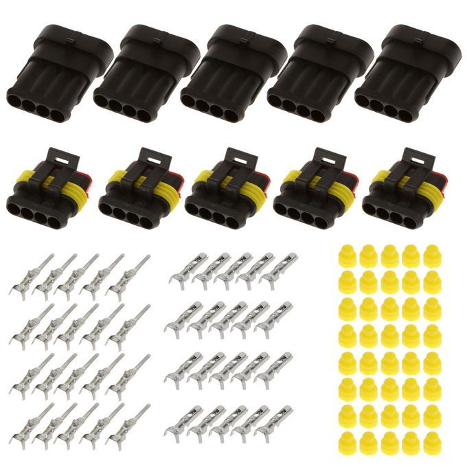 10 Sets Waterproof Electrical Connector Seal 15mm Terminal 4 Pin  3