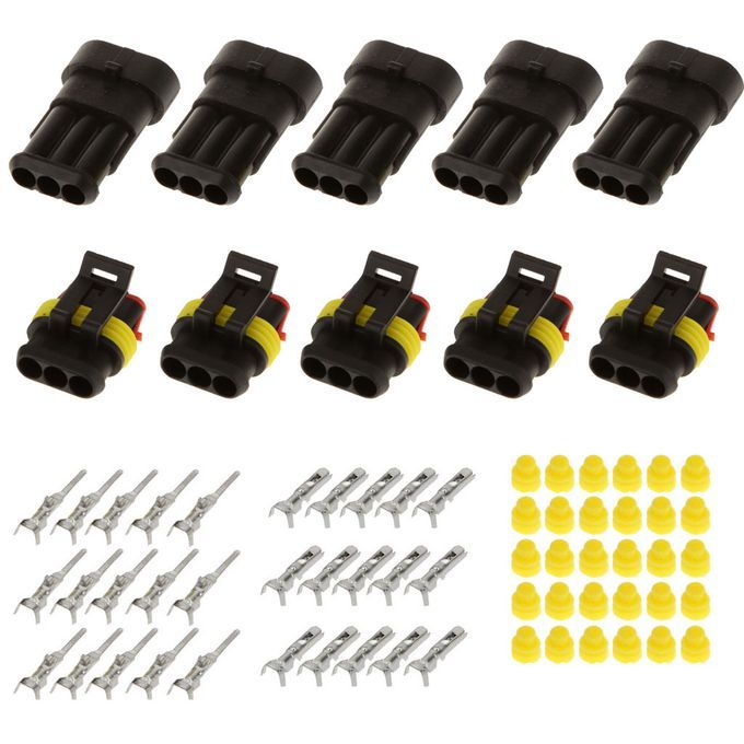 10 Sets Waterproof Electrical Connector Seal 15mm Terminal 4 Pin  3