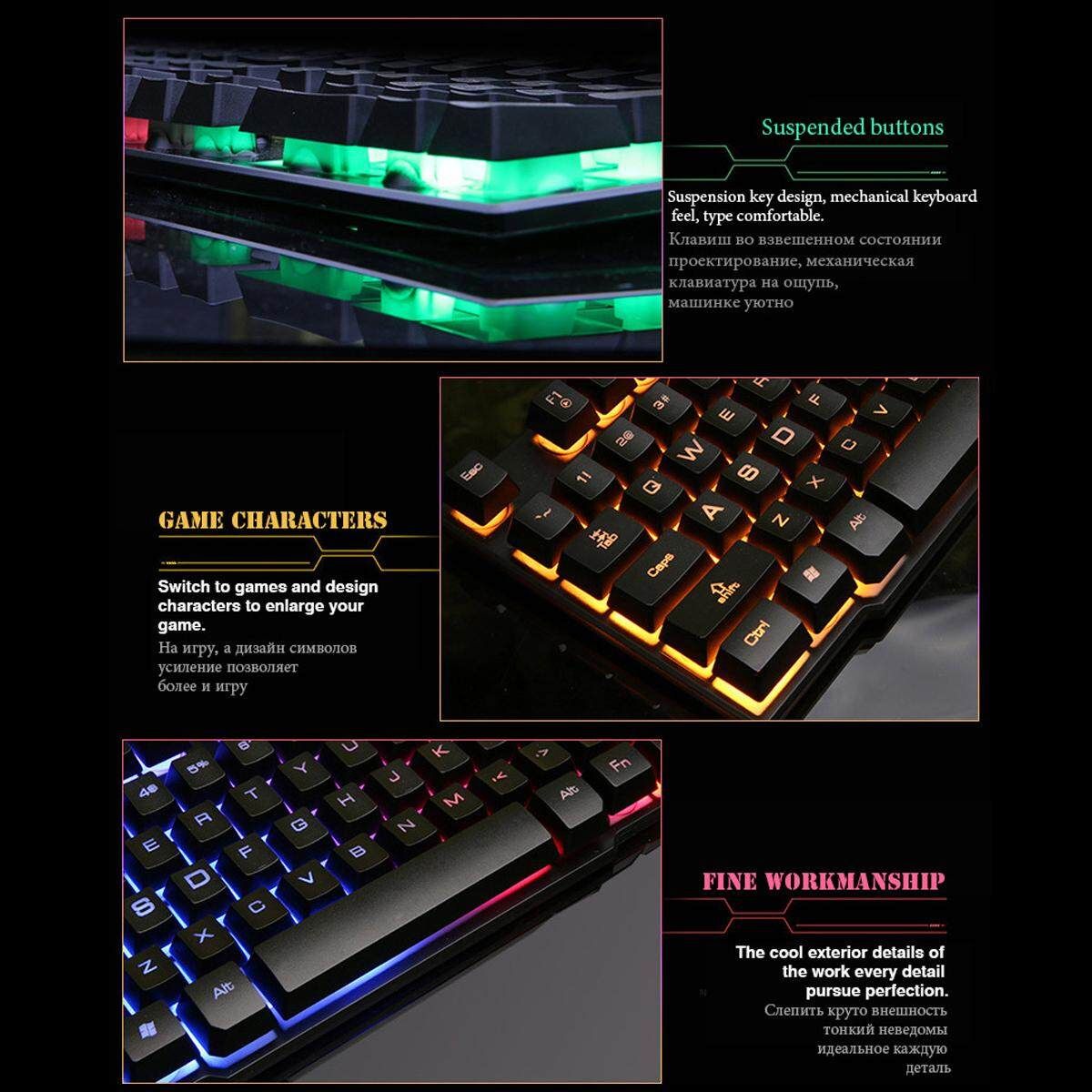104 Key USB Wired Gaming Russian Mechanical Keyboard Computer Keyboard Backlight For Desktop Gamer PC