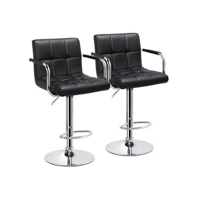 Adjustable Height Swivel Bar Stool With Arm Rest (set Of 2)