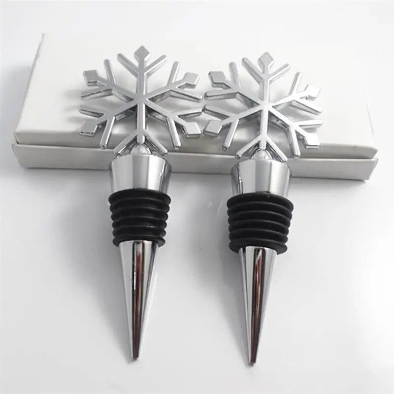 New Design 5pcs Metal Christmas Snowflake Bottle Stopper Wine Storage Twist Cap Plug Reusable Vacuum Sealed Hot Selling