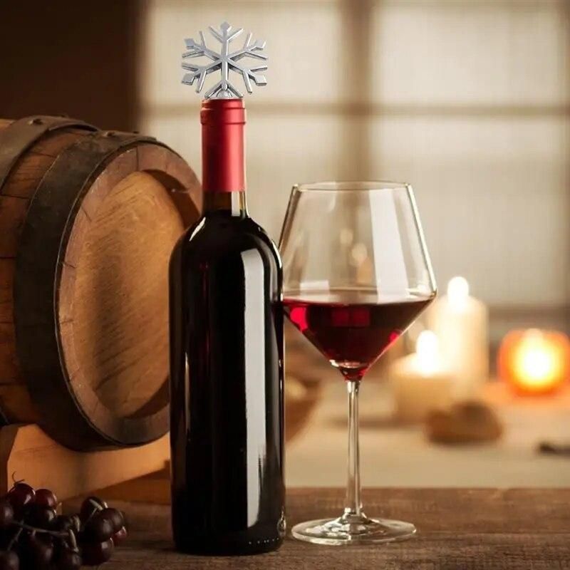 New Design 5pcs Metal Christmas Snowflake Bottle Stopper Wine Storage Twist Cap Plug Reusable Vacuum Sealed Hot Selling
