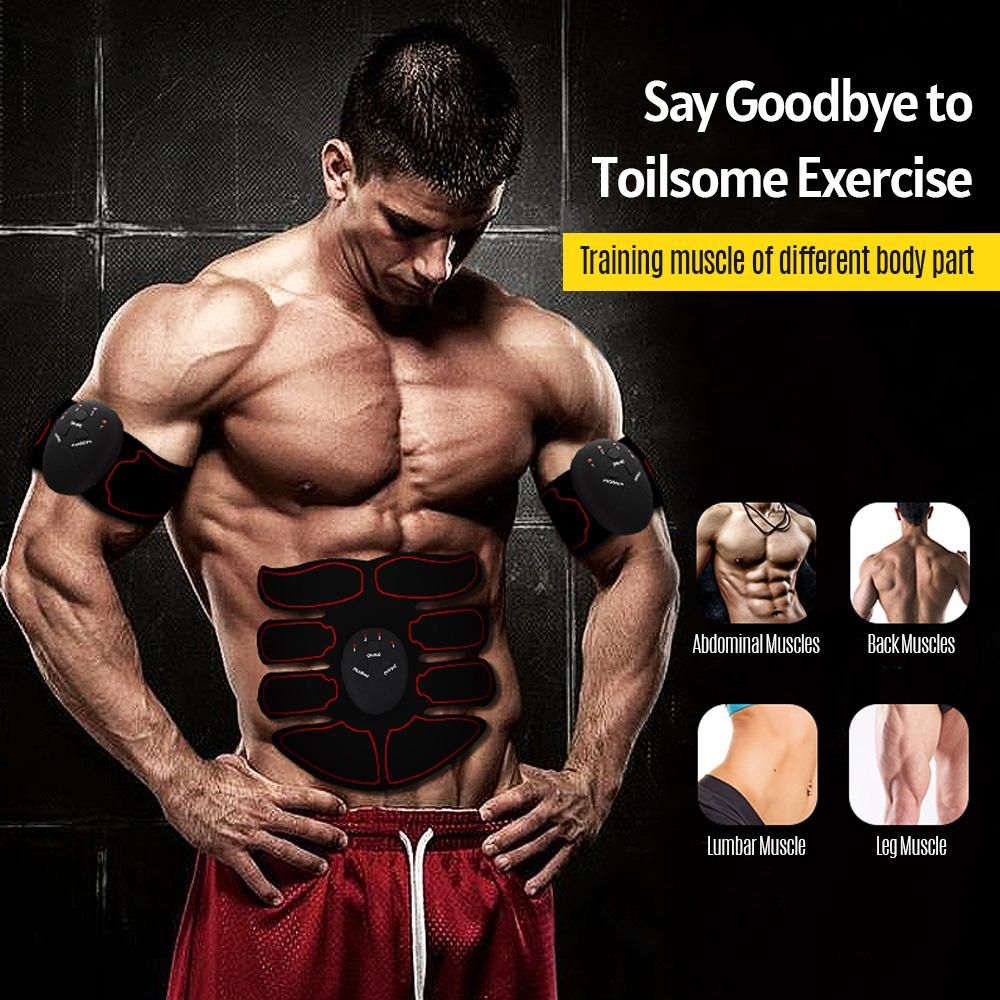 Smart Abs Stimulator Abdominal Muscle Toner Abs Muscle Trainer 6 Modes 9 Levels Intensity Body Fitness Shaping Massage Patch Unisex Battery Powered
