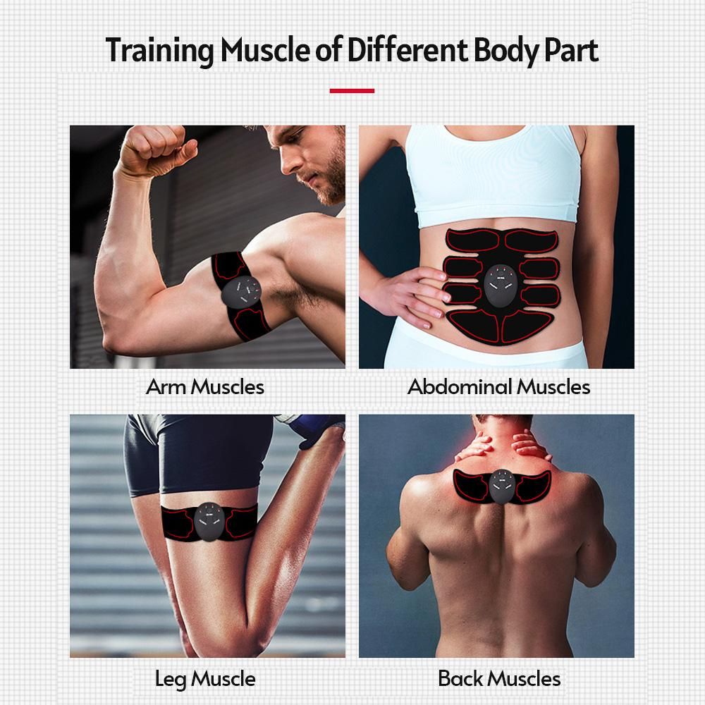 Smart Abs Stimulator Abdominal Muscle Toner Abs Muscle Trainer 6 Modes 9 Levels Intensity Body Fitness Shaping Massage Patch Unisex Battery Powered