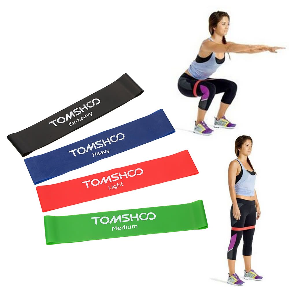 TOMSHOO Set Of 4 Exercise Resistance Loop Bands Latex Gym