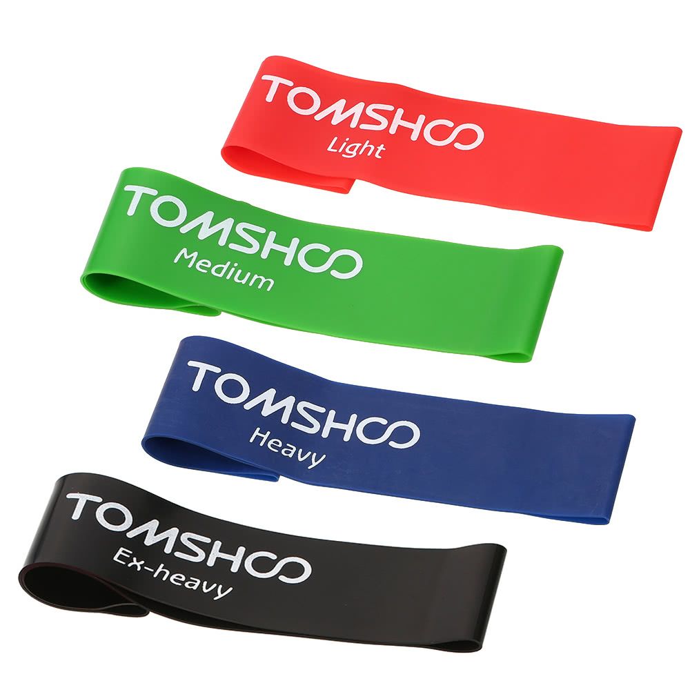 TOMSHOO Set Of 4 Exercise Resistance Loop Bands Latex Gym