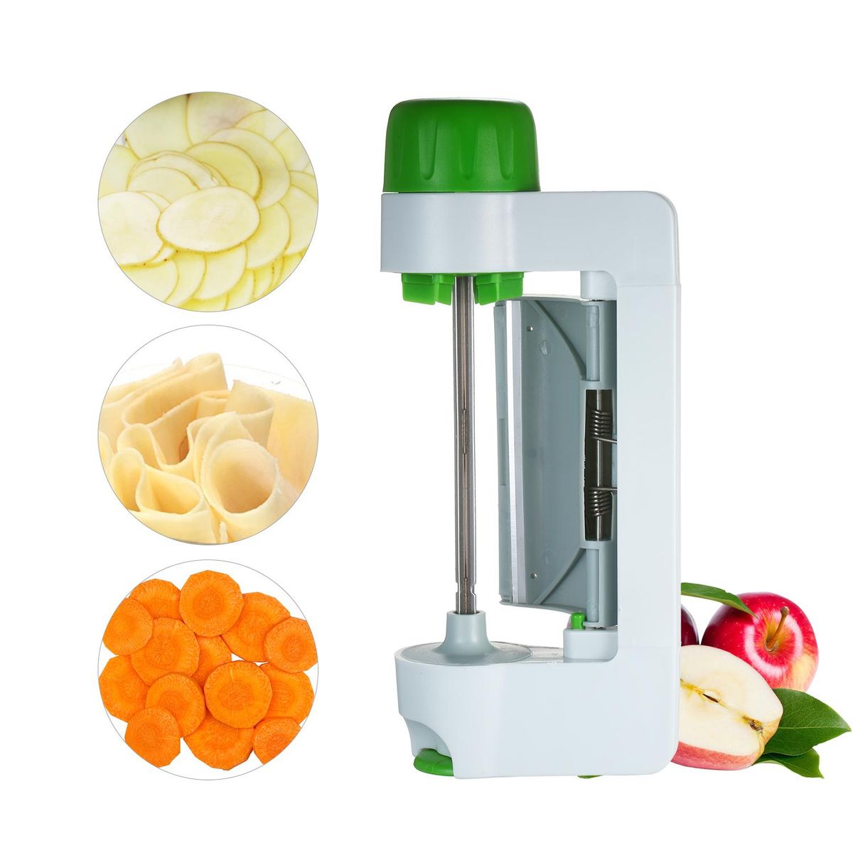 Vegetable Slicer Spiralize Rotating Fruits Vegetables Cutter Kitchen Peeling Tool for Fruit Vegetables Stainless Steel Fruit Cutter Slicer for Kitchen Use