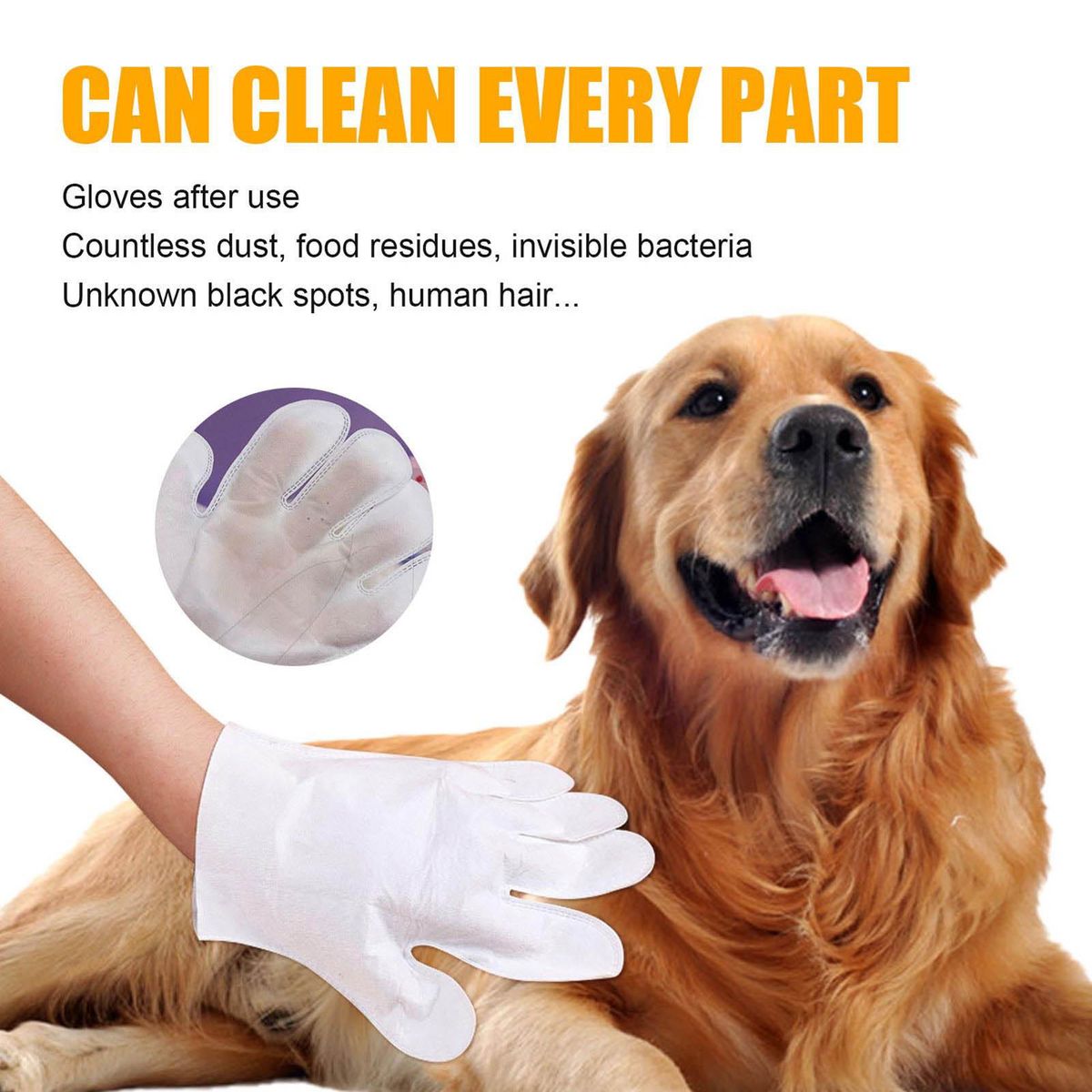 YEGBONG 6Pcs Pet Wash Free Hands Wear Herbal Disposable Pet Spa Wipes Hands Wear Gentle Scrubbing