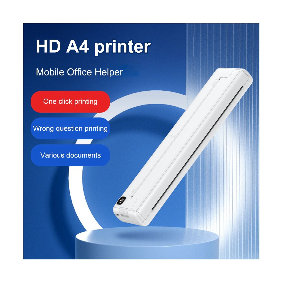 Portable Printers Wireless A4 Thermal Printer Inkless Pocket Photo Document Printer Bluetooth Travel Printer for Home