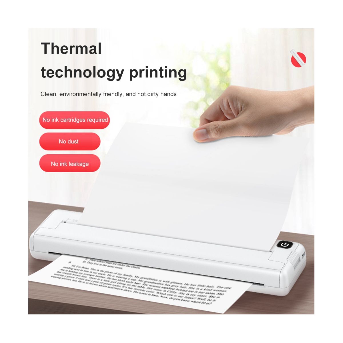Portable Printers Wireless A4 Thermal Printer Inkless Pocket Photo Document Printer Bluetooth Travel Printer for Home