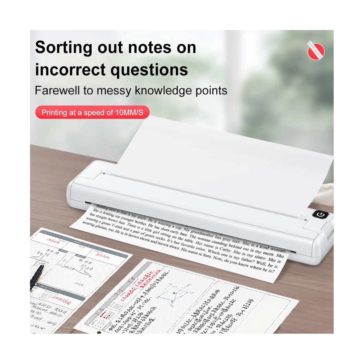 Portable Printers Wireless A4 Thermal Printer Inkless Pocket Photo Document Printer Bluetooth Travel Printer for Home