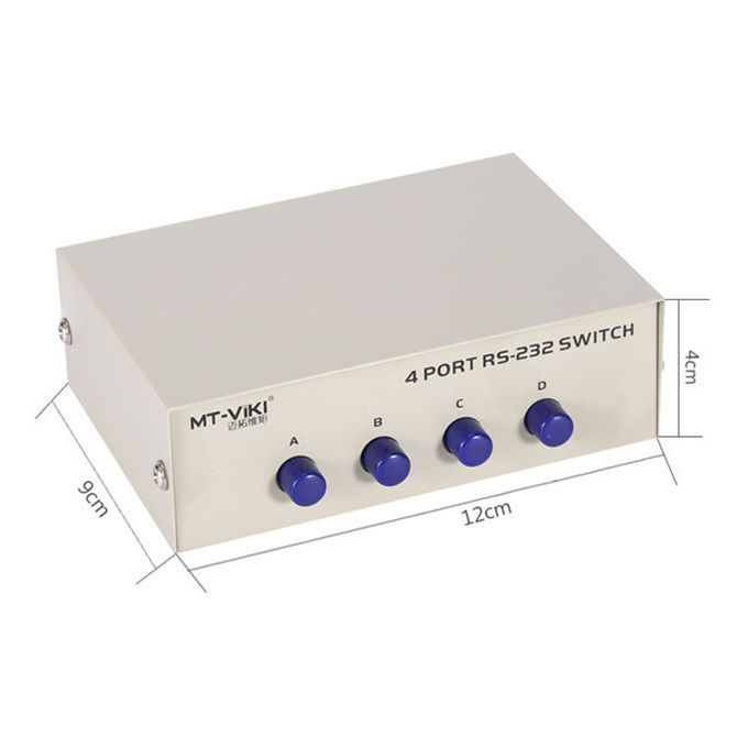 Metal Case 4 Port Manual RS-232 Switch For PC Sharing To Serial Device