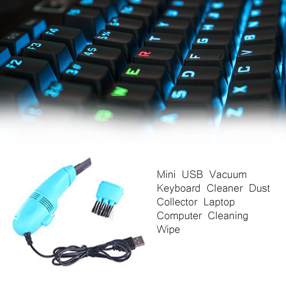MT Mini USB Vacuum Keyboard Cleaner Dust Collector Laptop Computer Cleaning Wipe-Sky Blue