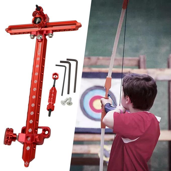 Archery Recurve Bow Sight 9inch Adjustable Target Sights Bow Red