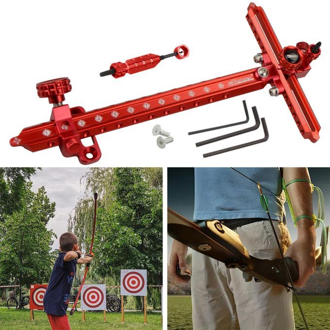 Archery Recurve Bow Sight 9inch Adjustable Target Sights Bow Red