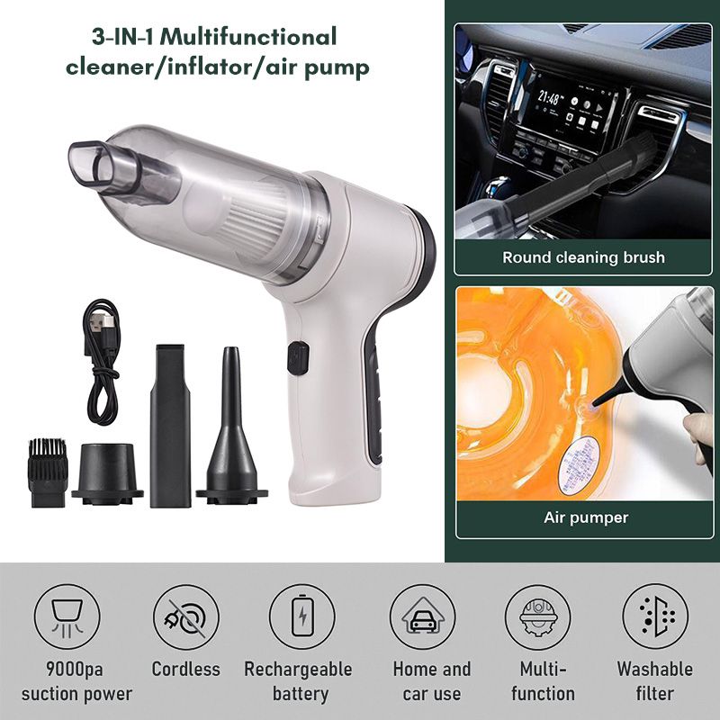 Handheld Car Vacuum Cordless Cleaner Mini Air Duster & Pump