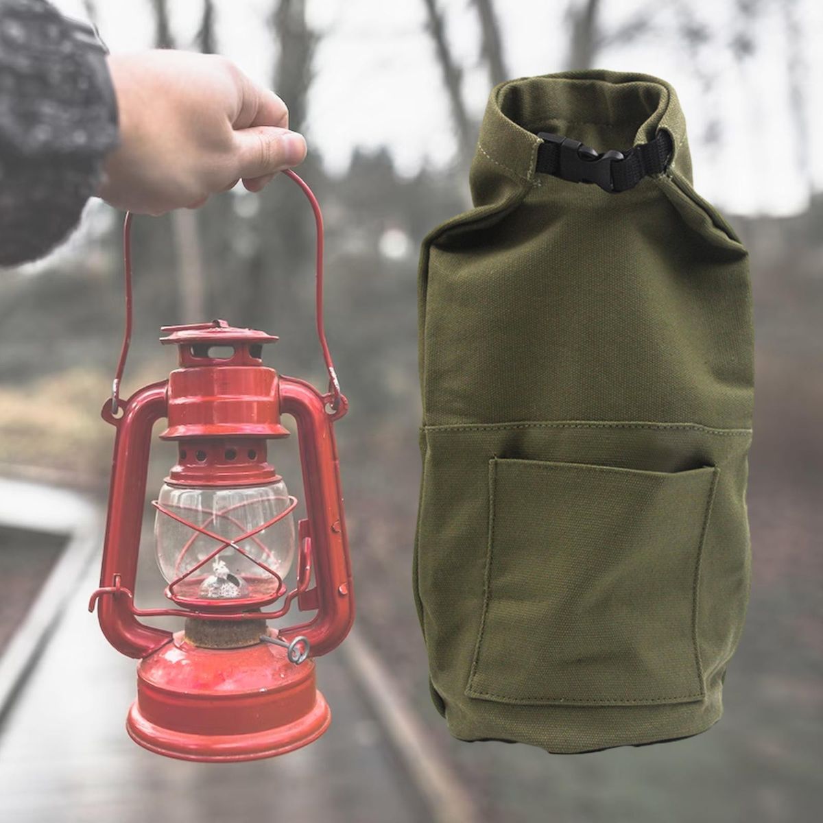 Camping Lantern Storage Bag Tent Light Storage Pouch Green