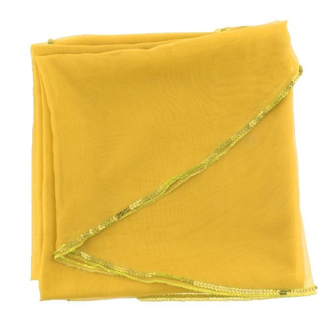 Belly Dance Chiffon Veil Shawl Scarf Sequins Hip Wrap Dancing Yellow