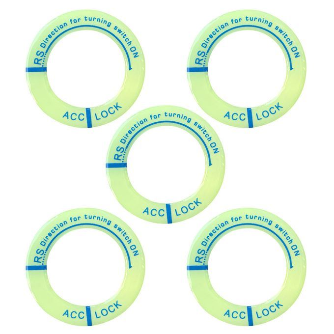 5Pcs Fluorescent Letters Ignition Lock Cover Engine Keyhole Ring Switch Sticker-Blue