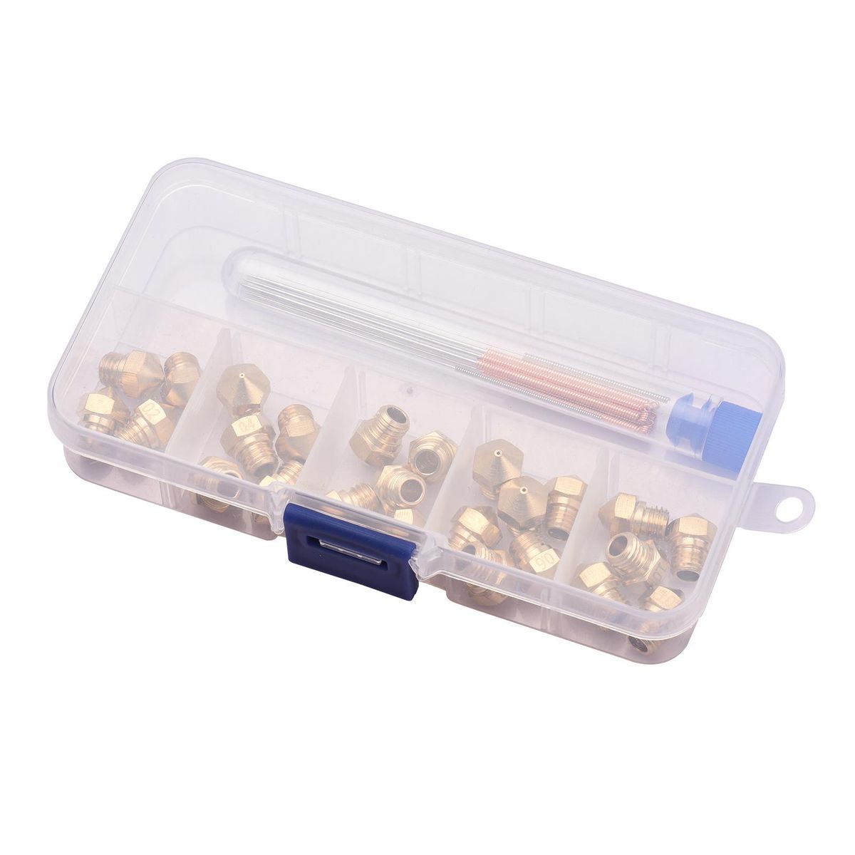 3D Printer Nozzles Maintenance Tool Kit MK10 M7 Thread Extruder Brass Nozzle 0.2/0.4/0.6/0.8/1.0mm Print Head with Cleaning Needles Wrench for 3D Printer