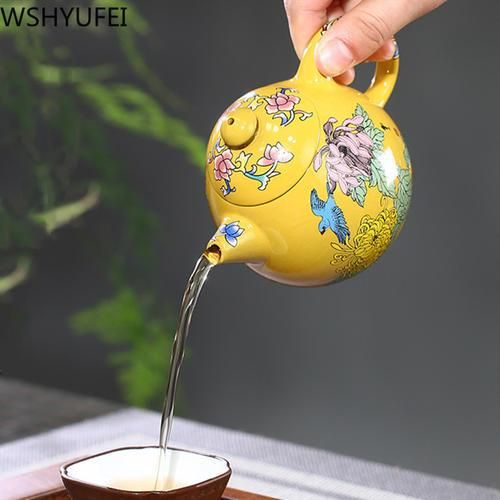 Dragon Egg Purple Clay Tea Pot Exquisite Colour Enamel Teapots Beauty Kettle Raw Ore Handmade Tea Set  250ml