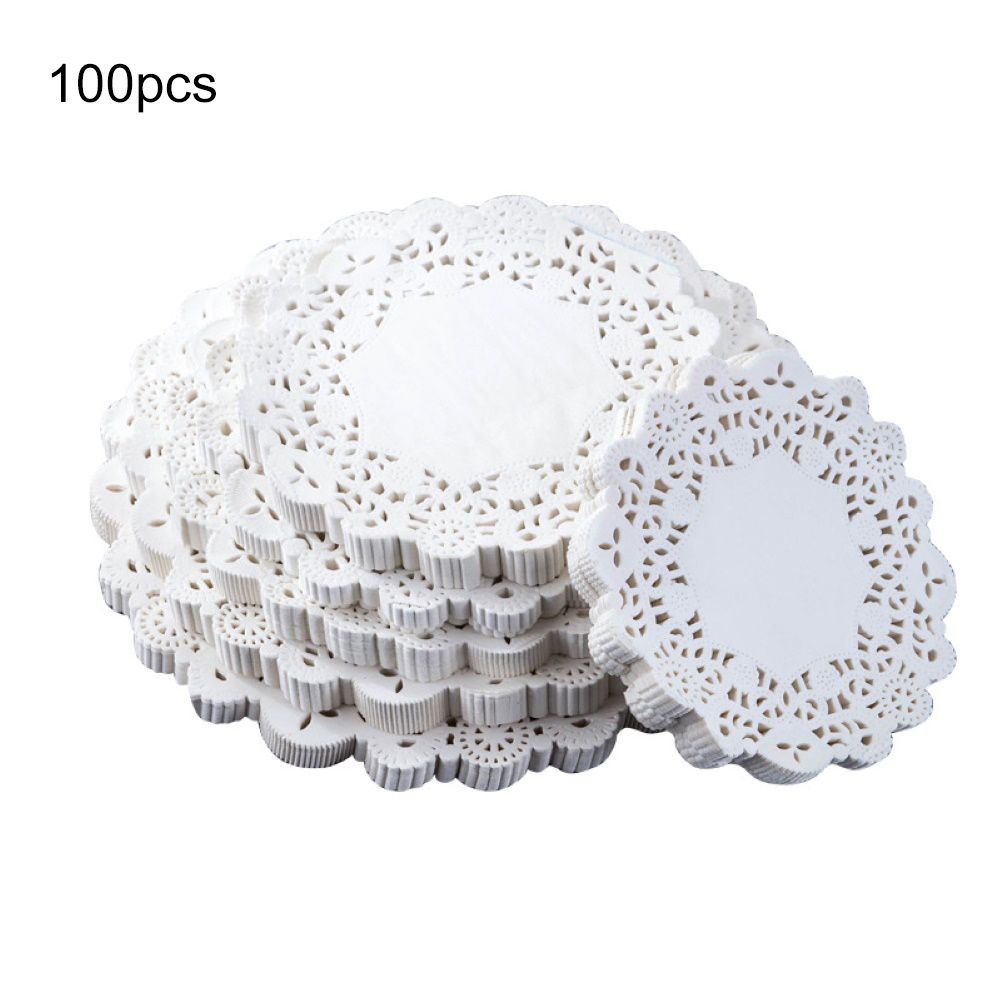 100Pcs Round Paper Lace Doilies Cake Placemat Party Wedding-