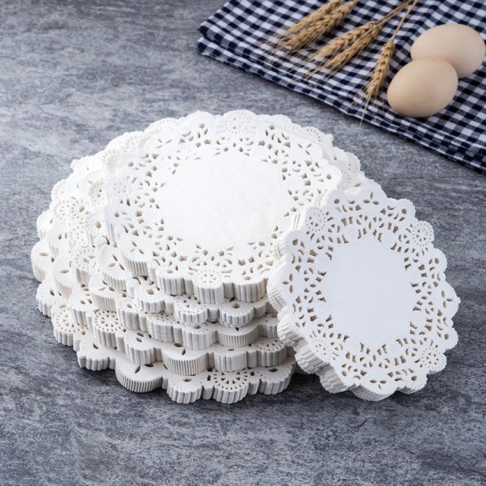 100Pcs Round Paper Lace Doilies Cake Placemat Party Wedding-