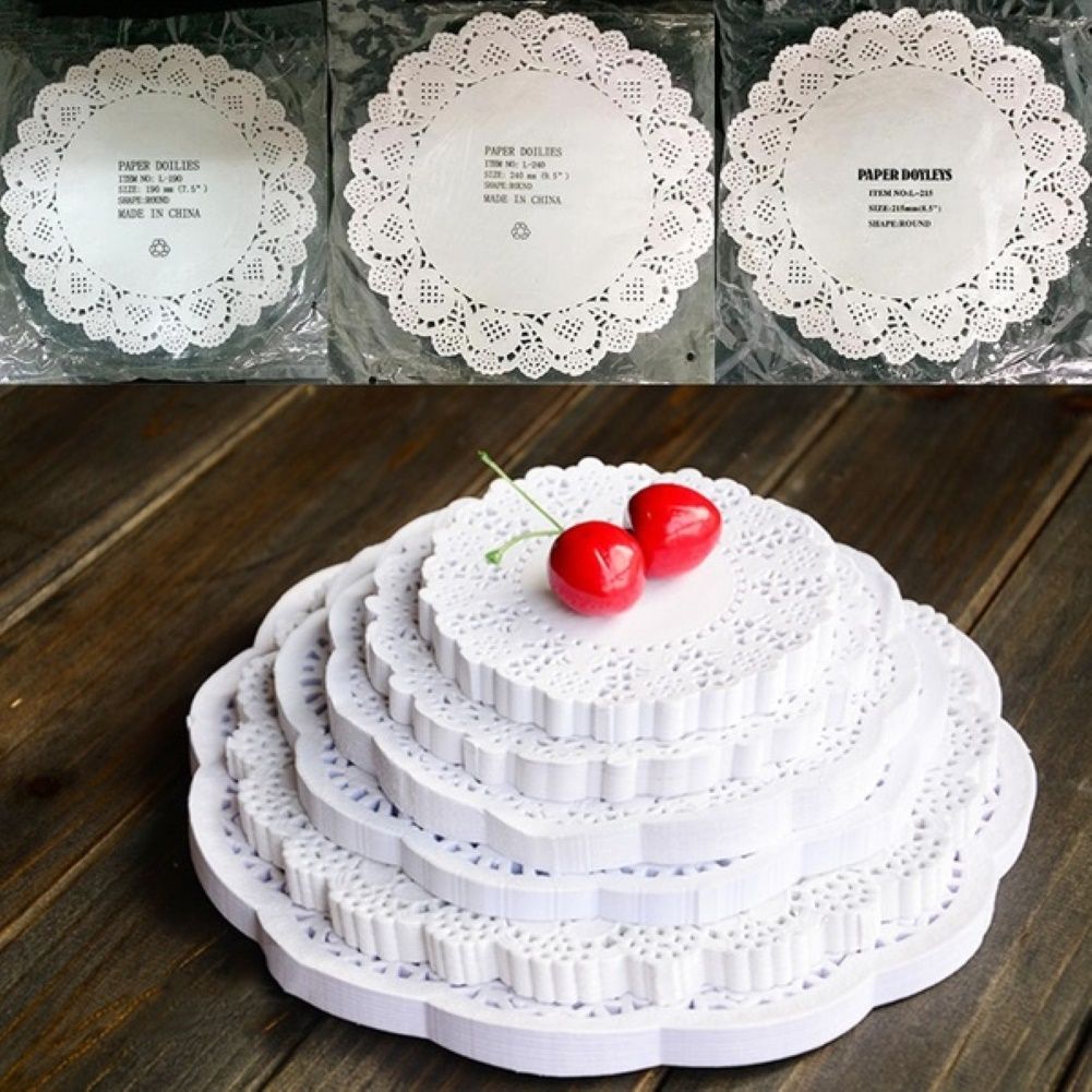 100Pcs Round Paper Lace Doilies Cake Placemat Party Wedding-